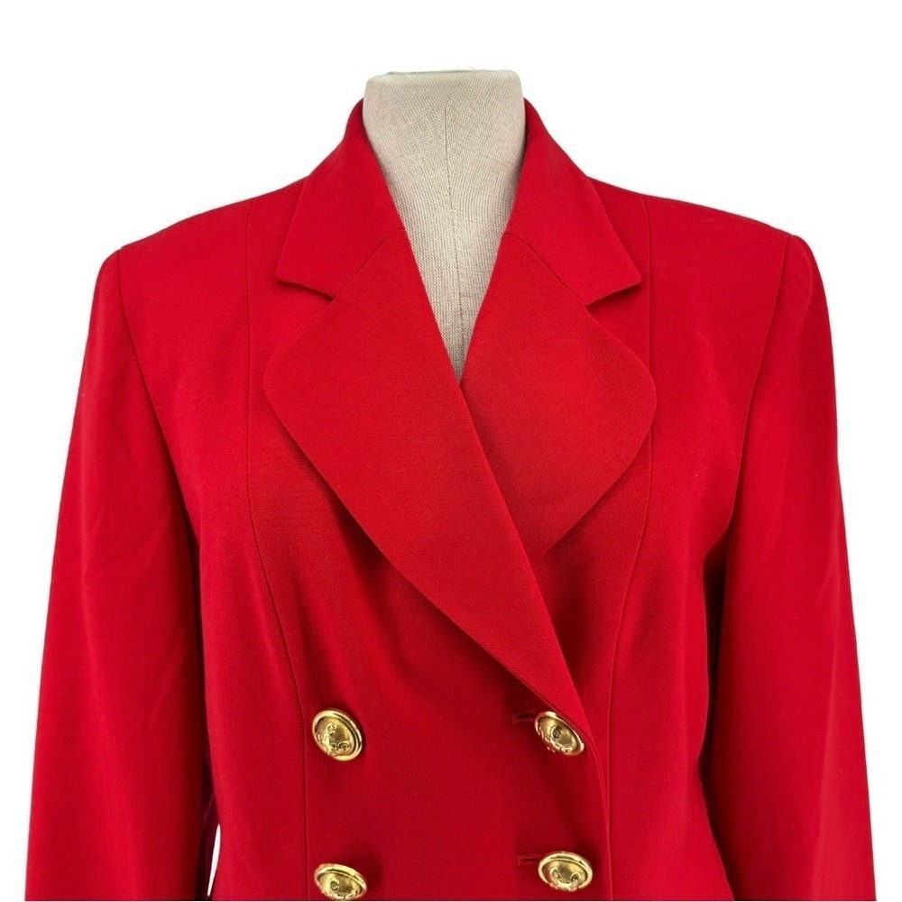 Moschino Cheap and Chic Vintage Double Breasted Wool Blazer Bright Red 10 Italy - Picture 6 of 16